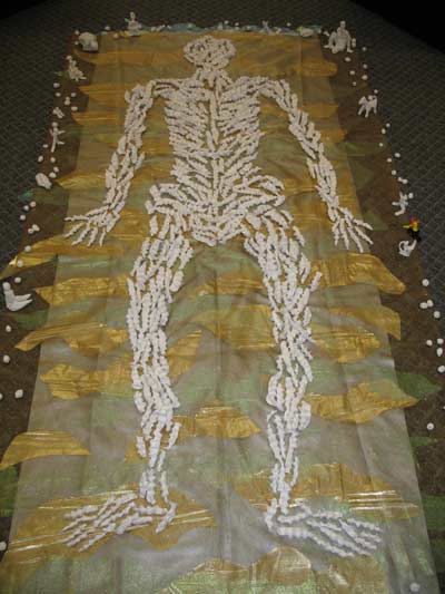 Installation view of Ceramic bones at Colorado College